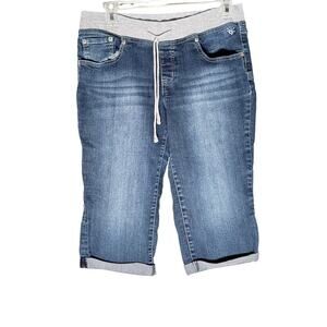 Justice Size 14 1/2 Blue Jean‎ Shorts Super Low Waist Long Bermuda